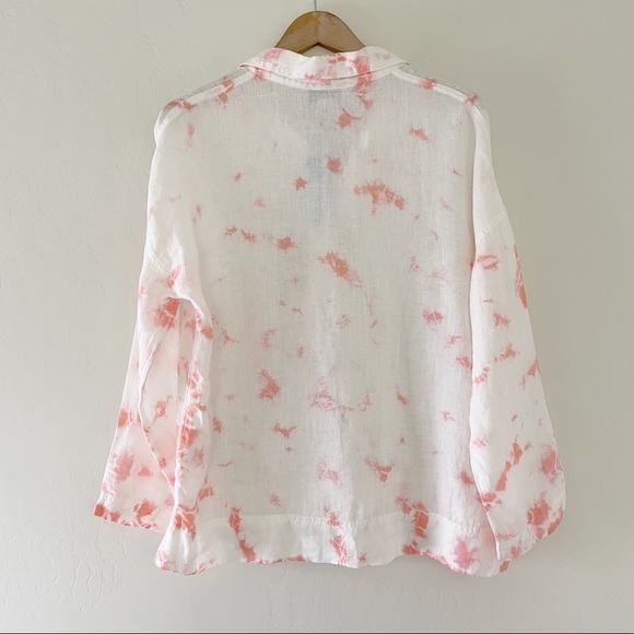 Rachel Zoe Tie Dye 100% Linen Top Pink - Picture 8 of 10
